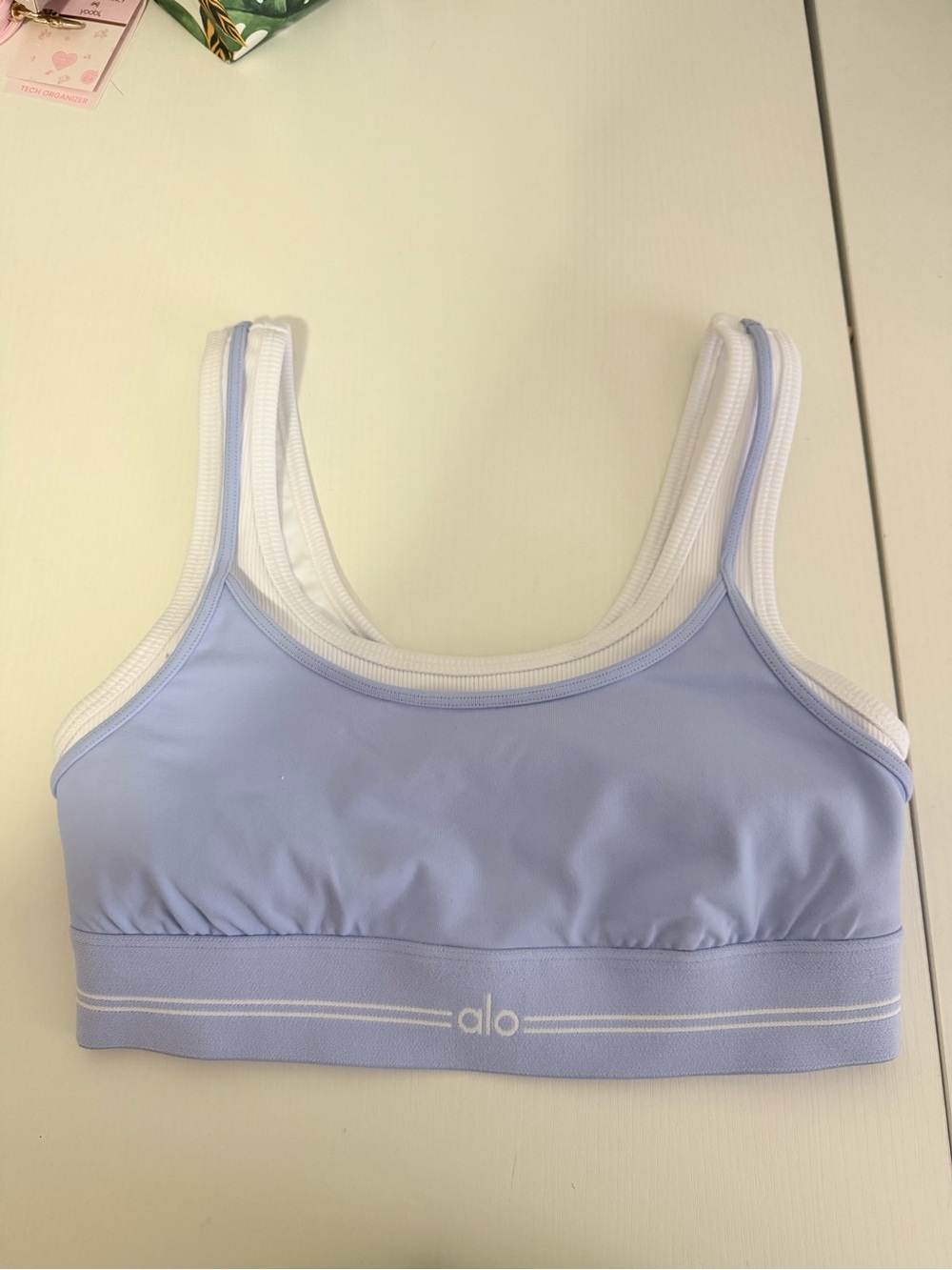 ALO Yoga Lavender Sports Bra with White Trim